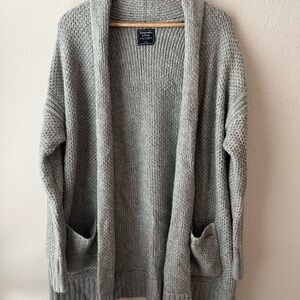 Abercrombie & Fitch Gray Cardigan Sweater with Ribbed Details